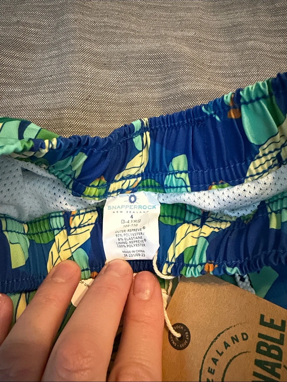 Snapper Rock Blue & Green Tropical Kids Swim Trunks